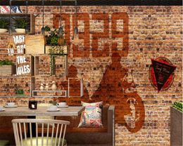 beibehang wallpaper for kids room Wall sticker brick wall graffiti motorcycle bar KTV decorative mural home interior background