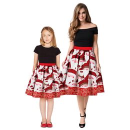 New Santa Claus Digital Print Mother And Daughter Skirt Loose Fashion Half Skirt Women's Fashion European And American Clothing