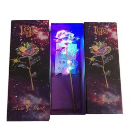 New Colorful Artificial LED Light Flower 24K Gold Foil Luminous Rose Unique Presents And Gift Box For Valentines Day Wedding Gifts