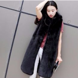 Vetement 2020 Winter Women's Faux Fur Coat Artificial Fur Vest Furry Vests Femme Jackets Plus Size Furry Fake Gilet Q1000