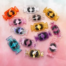 Colour candy eyelash box custom printed logo acrylic eyelash box is lovely wholesale dramatic lashes package with holographic bags
