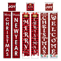 Christmas Door Banner Decoration Outdoor Indoor Christmas Decorations weclome Merry Christmas Bright Porch Sign Red Xmas Decor Banner YJL985