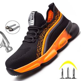 Fashion New Work Boots Safety Steel Toe Shoes Men Puncture-Proof Work Sneakers Lightweight Safety Shoes Men Boots Free Shipping