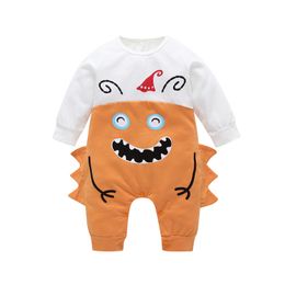 Halloween Newborn Rompers Infant Cartoon Splicing Jumpsuit Kids Long Sleeve Onesies Baby Boys Festival Theme Clothes M2665