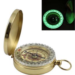 Pure copper clamshell directional multifunctional compass compass pocket watch map luminous gold-plated compass birthday gift