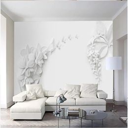 Custom wallpapers Modern minimalist magnolia wallpapers TV background wall 3d murals wallpaper for living room