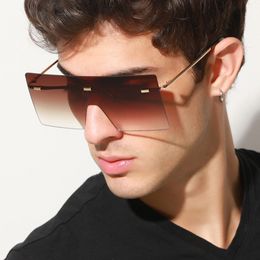 -Mode in über Brown Sonnenbrille Unisex Retro Vintage-Sonnenbrillen Randlos Brillen Big Shades