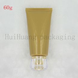 30pcs 60g Empty Gold Soft Refillable Plastic Lotion Tubes Squeeze Cosmetic Packaging, Facial cream Screw cover hose