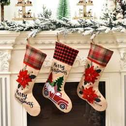 2020 New Christmas decorative Socks Christmas gift bag Red cartoon car Santa Claus Stockings 3 styles T3I51026