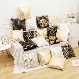 Bronzing Pillowcase Cover Home Classical Sofa Cushion Cover Plush Sofa Throw Pillow Covers Supplies 19 Designs Size About 45*45cm BT341