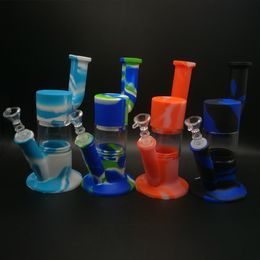 Portable silicone water pipe glass bong dab rig thick Hookah free DHL