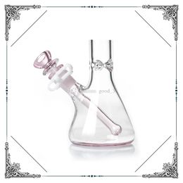 pink glass bong kitty Beaker bottom borosilicate water pipes waterpipe heady hookahs Straight Tube smoking Free Shipping