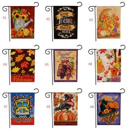 New Thanksgiving Deorations Garden Flag Halloween Double Print Pumpkin Hanging Banner Flags Home Party Decoration Welcome 47*32cm SN1759