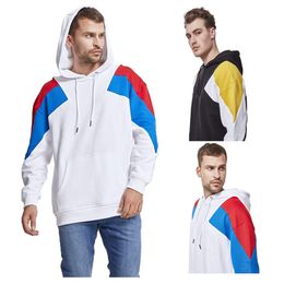 Mens Patchwork Hooded Sweater Fashion Trend Patchwork Color Long Sleeve Pullover Hoodies Designer Male Loose Casual Sweatshirts