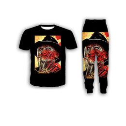 New Fashion Women/Mens A Nightmare on Elm Street Freddy Krueger Funny 3d Print T-Shirt + Jogger Pants Casusal Tracksuit Sets S21