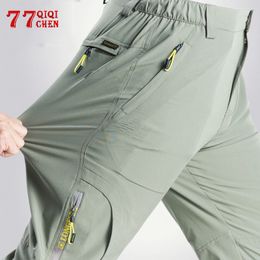 Estiramento Calças de Caminhadas Homens Verão Quick Calças secas Mens Juntos ao ar livre Cago Calças Masculinas Viagem / Pesca / Trekking Pant Pantalones 200925