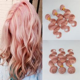 Baby Pink Human Hair Bundles 100% Unprocessed Remy Hair Weave 8A Grade Virgin Hair Extensions Body Wave Double Weft Weaving 100g