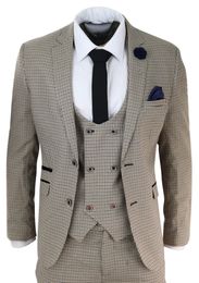 Vintage Man Suits For Wedding Damier Check Custom Made Polyester Three-piece jacket vest and pants new design in 2022