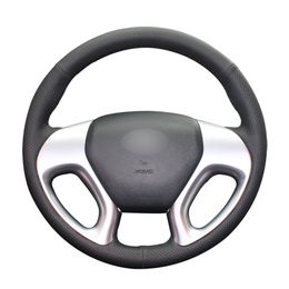 Black PU Artificial Leather Car Steering Wheel Cover for Hyundai ix35 2011-2015 Tucson 2 2010 2011 2012 2013 2014 2015