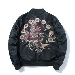 New Januarysnow Embroidered Bomber Jacket for Men - Winter Warm MA1 Pilot bomber coat with Autumn/Thin Fabric - Hot Sale!
