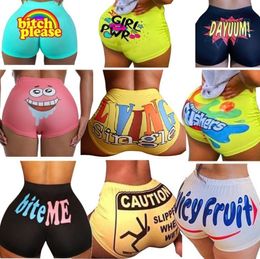 Designer Women Yoga Pants Large Size Fat Sexy Slim Net Red Letters Printed Cartoon Pictures Shorts New Summer And Autumn Ladies Hot Pants 17