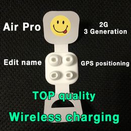 Air Pro H1 Chip Rinominato Auricolare AP2 AP3 Generazione Pro Profitto auricolari Bluetooth Bluetooth Posizionamento del GPS Posizionamento del numero di serie valido con scatola