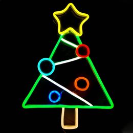 Party Decoration Xmas gift Small Christmas Tree Sign Holiday Lighting Home Bar Public Places Handmade Neon Light 12 V Super Bright