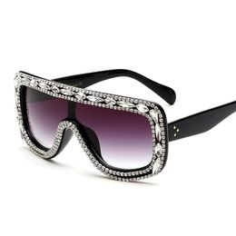 Lovely cute 3 colors popular fashion luxury designer sparkling diamond crystal pearl studs stylish women sunglasses