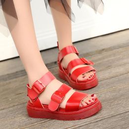 Classics Mature Sandals Women Ankle Strap Concise Rome Sandals PU Thick Soled Summer Shoes