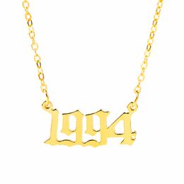 Unique Birth Year Number Necklaces for Women Gold Color Choker Necklace Custom Year 1980 to 2020 Pendant Necklace Birthday Gift