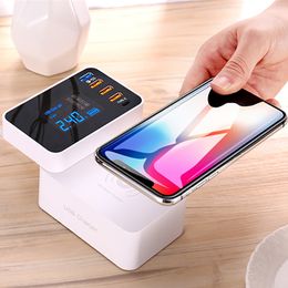 FreeShipping Quick Charge 3.0 Type C USB Charger For iPhone Adapter QI Wireless Charger Led Display Fast Charger For xiaomi huawei samsung