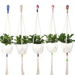 Slim Macrame Plant Hanger Cotton Rope Hanging Plant Holder Flower Pot Holder Indoor Outdoor Balcony Decoration Wall Art