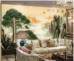 Custom photo wallpapers 3d wall murals wallpaper Chinese style pastoral landscape alpine tree mural living room sofa background wall papers