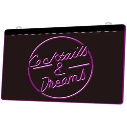 LS127- Cocktails & Dreams Bar Beer Wine Pub Light Sign Decor Free Shipping Dropshipping Wholesale 8 Colours to choose led lights