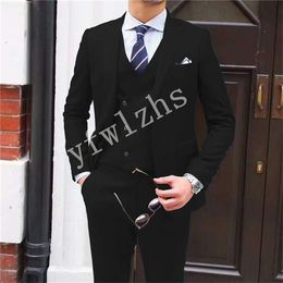 Handsome Two Buttons Groomsmen Notch Lapel Groom Tuxedos Men Suits Wedding/Prom/Dinner Best Man Blazer(Jacket+Pants+Tie+Vest) W366