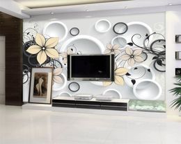 3d Wallpaper Mural 3d Home Wallpaper 3D Circle Yellow Flower TV Background WallRomantic Flower Decorative Silk Mural Wallpaper