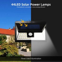 44 LED Solar Powered Lights Outdoor Motion Sensor Lamp with 3 Optional Lighting Modes, 270 Degree Angle for Garden Garage Porch