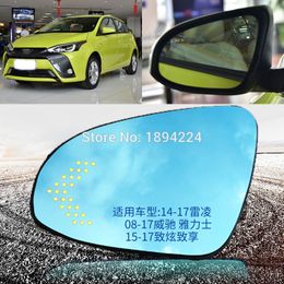 For Toyota Yaris LEVIN Car Rearview Mirror Wide Angle Blue Mirror Arrow LED Turning Signal Lights