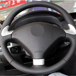 DIY Black Soft Artificial Leather Car Steering Wheel Cover for Peugeot 307 SW 2004-2009 407 407 SW 2004-2009 307 CC 2004-2009