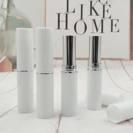 Square White Lipstick Tubes with Silver Plated Inside Plastic Empty Lip Balm Bottle Refillable Container WB2479