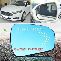 For Ford Mondeo 2013-2017 Car Rearview Mirror Wide Angle Blue Mirror Arrow LED Turning Signal Lights