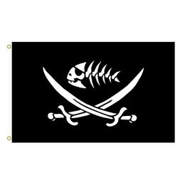 Pirate Fish Flag 150x90cm 3x5ft Printing Polyester Outdoor or Indoor Club printing Banner and Flags Wholesale