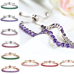 Cubic Zirconia diamond bracelet charm Silver Gold iced out Adjustable full crystal Bracelets Cuffs women Wedding Jewellery gift drop ship
