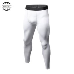Men Solid Color Compression Pants Tights Casual Bodybuilding Mans Trousers Quick Drying Running Skinny Leggings