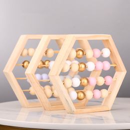 Nordic Style Natural Wooden Abacus with Beads Craft Baby Early Learning Educational Toys Scandinavian Style Kids Room Decor