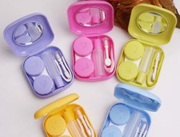 Cute Pocket Mini Contact Lens Case Travel Kit Easy Carry Mirror Container Holder Contact Lens Box Storage Set DHL Free