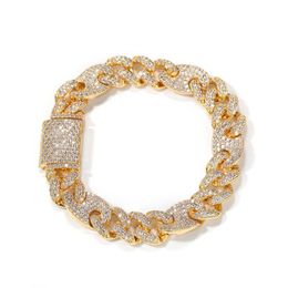 12mm 7/8inch Hotsale Hip Hop Bracelet Gold Plated Micro Paved CZ Miami Cuban Bracelet Jewelry Gift for Friend