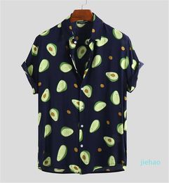 Fashion- Men Designer Avocado Print Casual Shirts Natural Colour Fashion Casual Shirts Short Sleeve Loose Mens 2020 Luxury Shirts