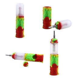 Silicone Smoking Pipe Water Philtre Bubbler Collector with 10mm Titanium Nail for Concentrate Dab Oil Bunner Hookah Kit