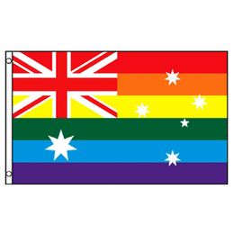 Australia Rainbow Flag Lgbt Gay Pride Banner 3x5, Cheap Advertising Hanging 150x90cm Outdoor Indoor, Free Shipping